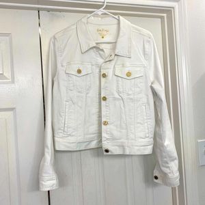 Lilly Pulitzer, sea spray white denim jacket, size L.  Worn once.
